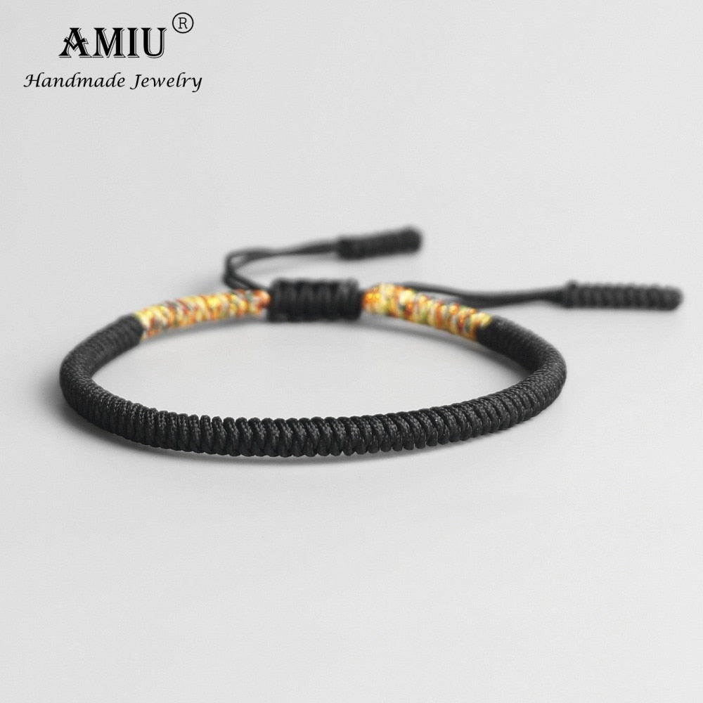 Handmade Buddhist Lucky Bracelets & Bangles Black Rope Knots Amulet Gift Tibetan Braided Bracelet