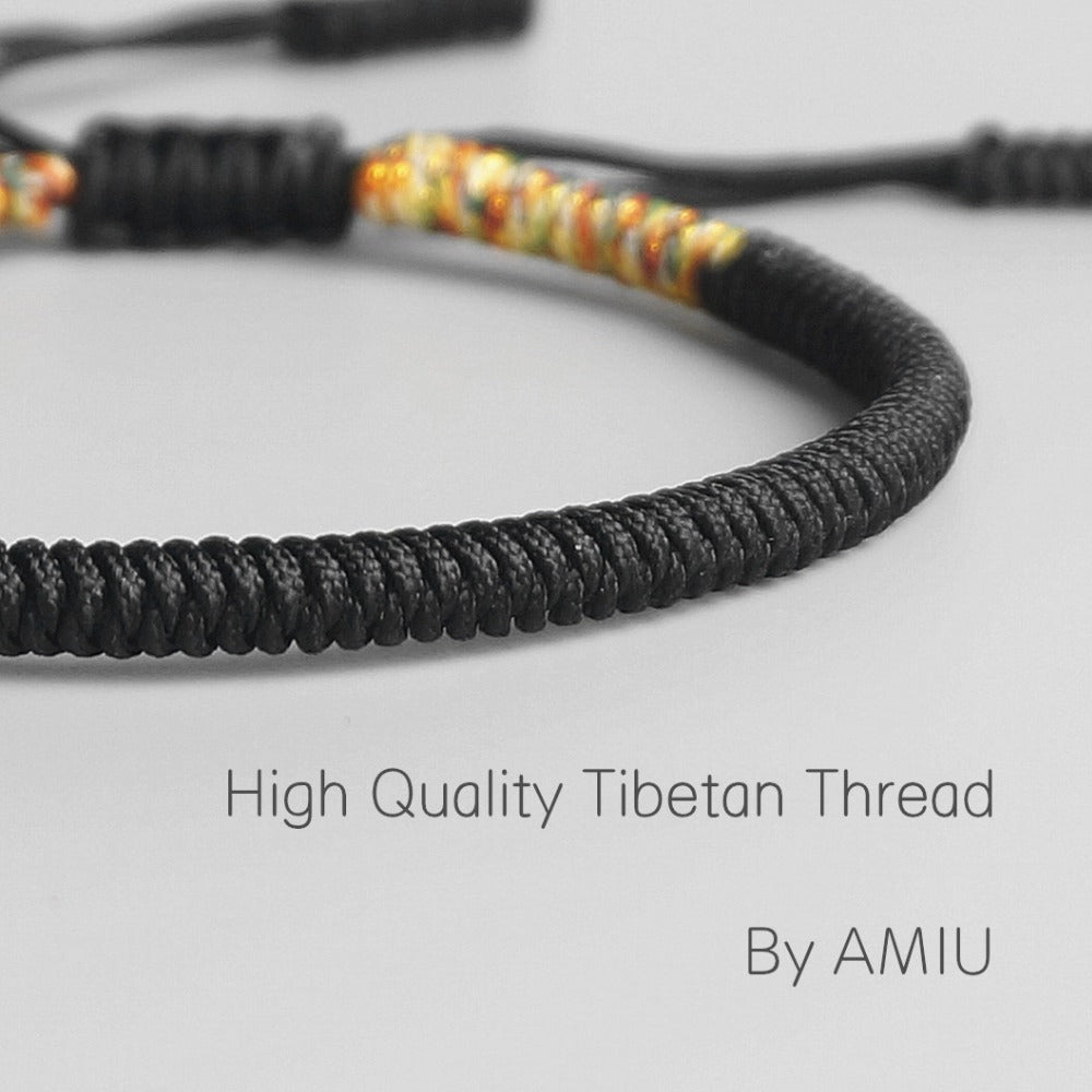 Handmade Buddhist Lucky Bracelets & Bangles Black Rope Knots Amulet Gift Tibetan Braided Bracelet