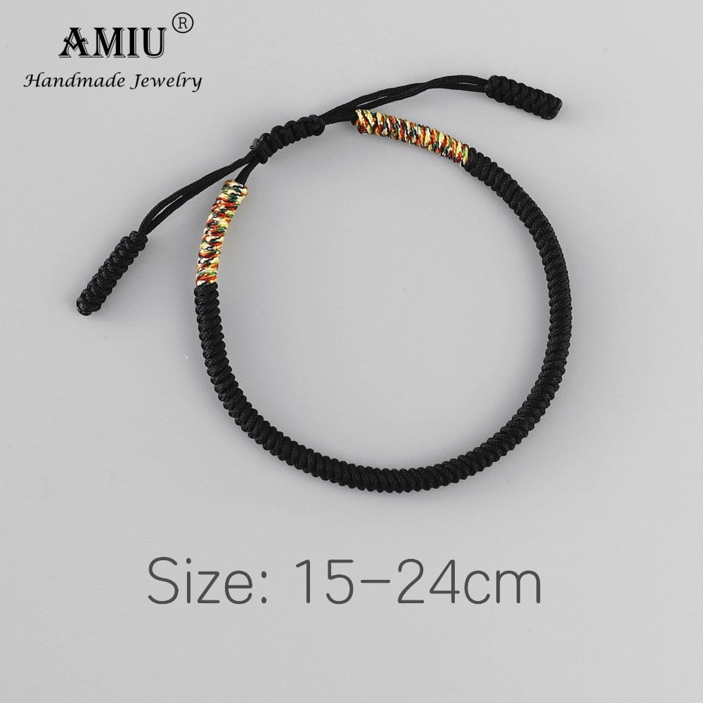 Handmade Buddhist Lucky Bracelets & Bangles Black Rope Knots Amulet Gift Tibetan Braided Bracelet