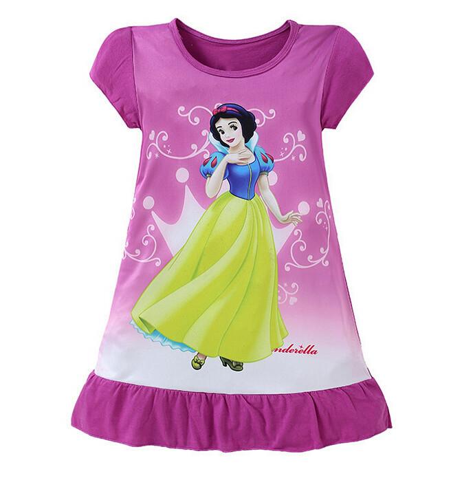 Lovely Kids Clothes Short Sleeve Cartoon Mermaid Princess Dress Summer Girls Dress