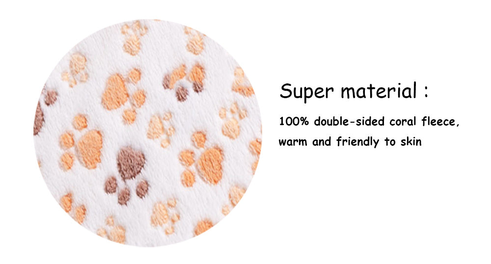 Pet Dog Cat Mattress Soft Paw Print Coral Fleece Blanket.