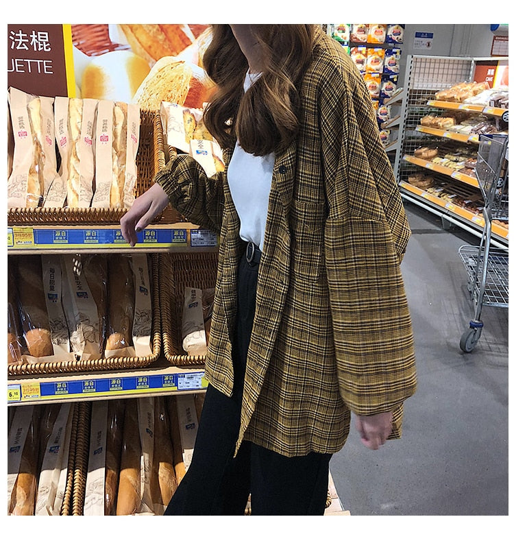 Vent Vintage Plaid Shirt Single Breasted