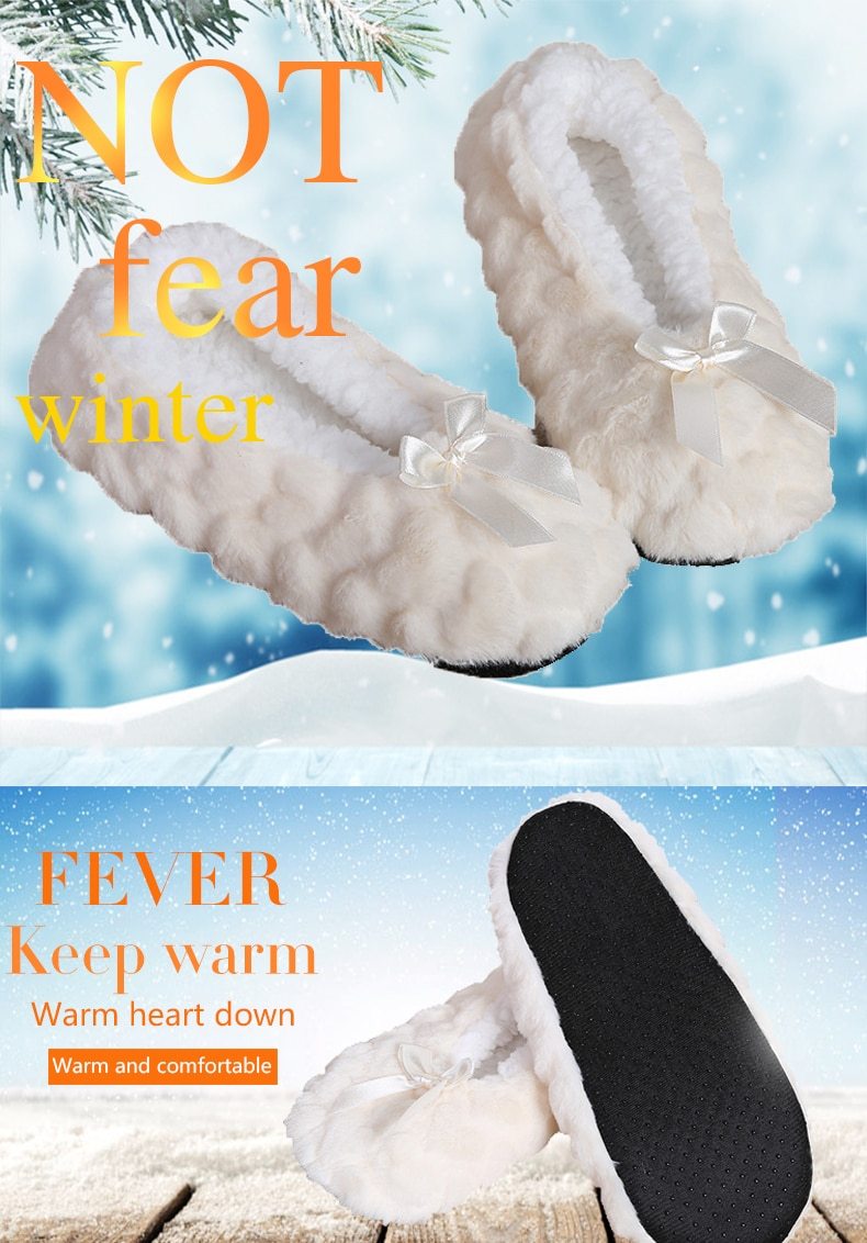 Indoor Home Slippers Warm Soft Plush Slippers Non-slip Indoor Fur Slippers Solid Color Cute Women Shoes