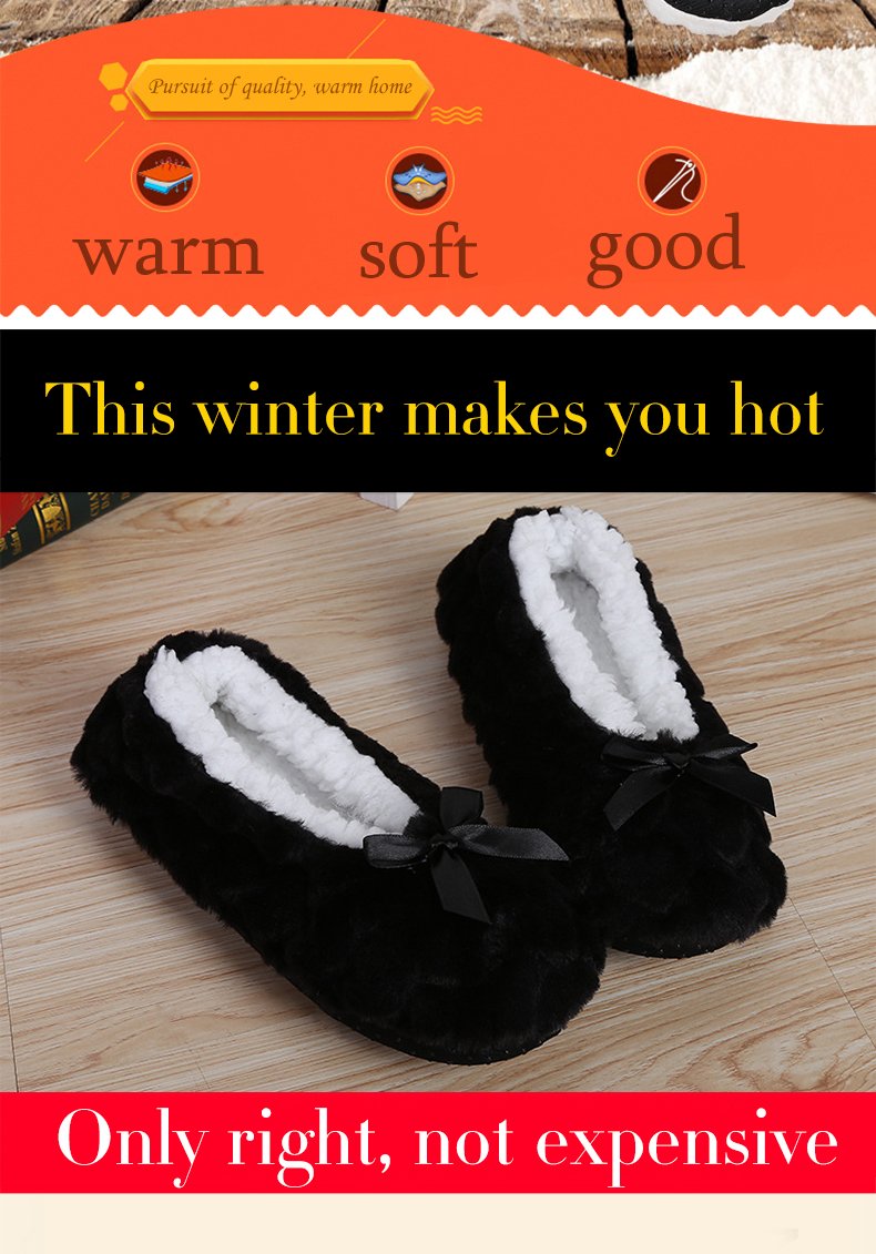 Indoor Home Slippers Warm Soft Plush Slippers Non-slip Indoor Fur Slippers Solid Color Cute Women Shoes