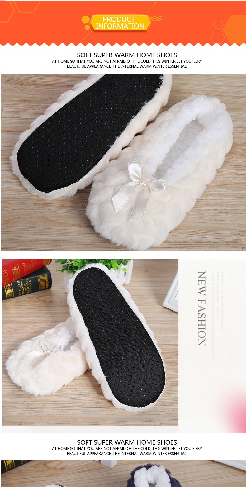 Indoor Home Slippers Warm Soft Plush Slippers Non-slip Indoor Fur Slippers Solid Color Cute Women Shoes