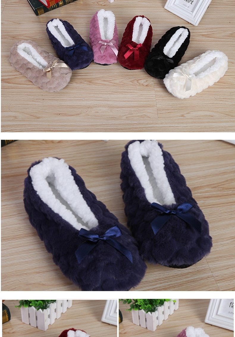 Indoor Home Slippers Warm Soft Plush Slippers Non-slip Indoor Fur Slippers Solid Color Cute Women Shoes
