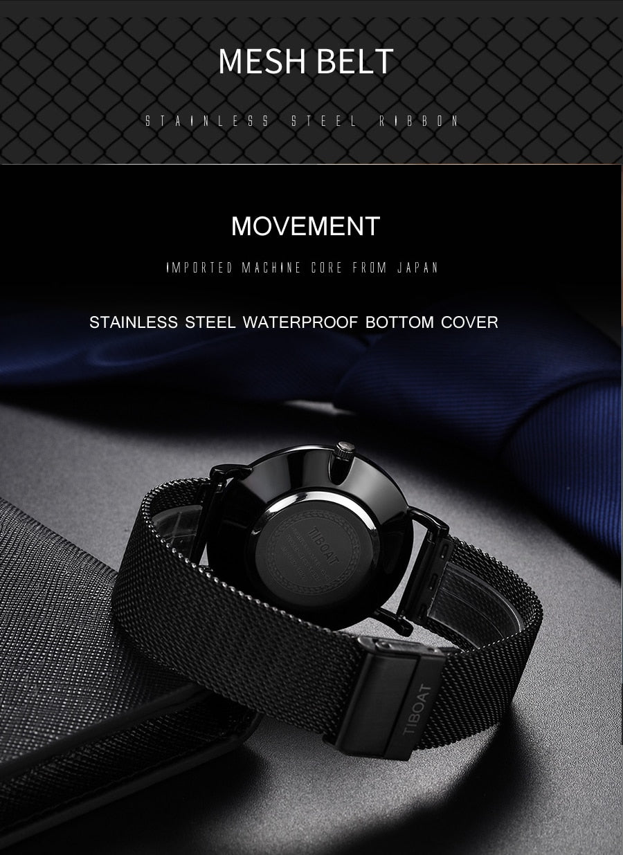 Luxury Quartz Watch Men Casual Slim Mesh Steel Waterproof sports watches