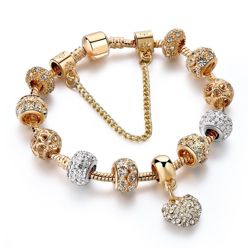 Crystal Heart Charm Bangles