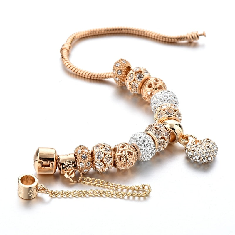 Crystal Heart Charm Bangles