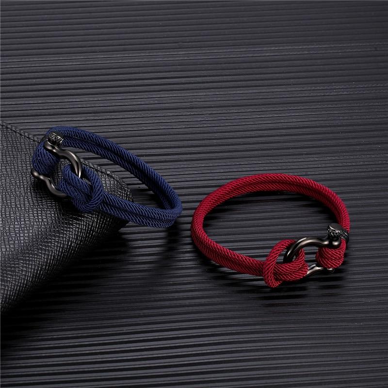 Navy  Parachute cord Survival Anchor Bracelet Men Women with Black Stainless Steel Sport Buckle