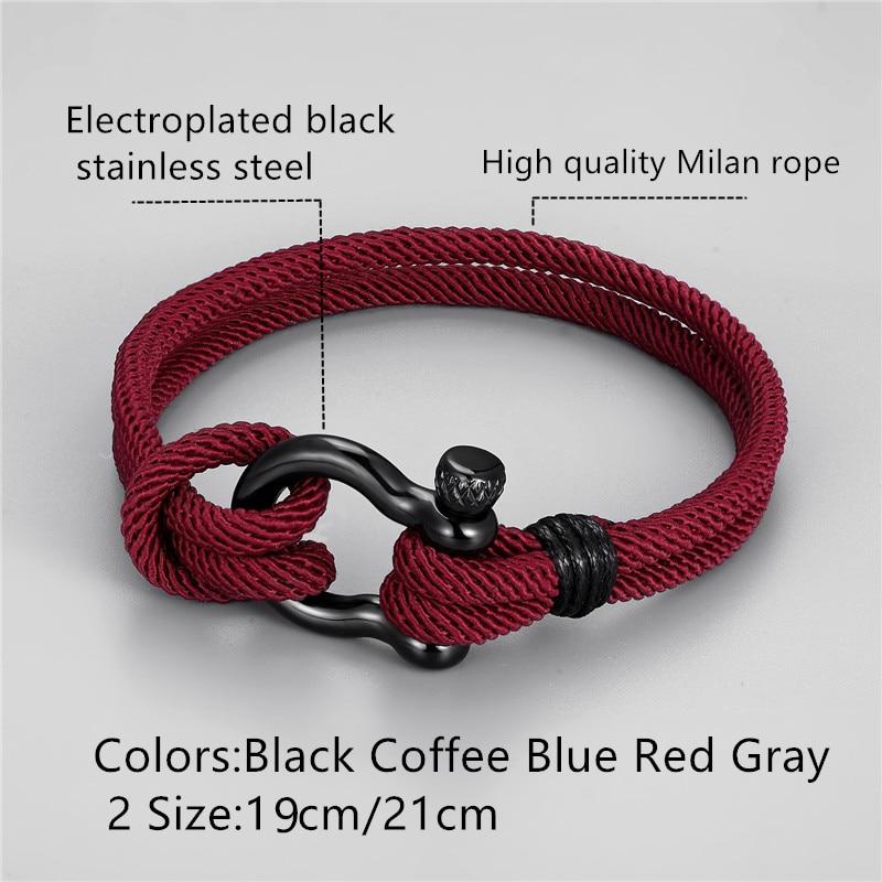Navy  Parachute cord Survival Anchor Bracelet Men Women with Black Stainless Steel Sport Buckle