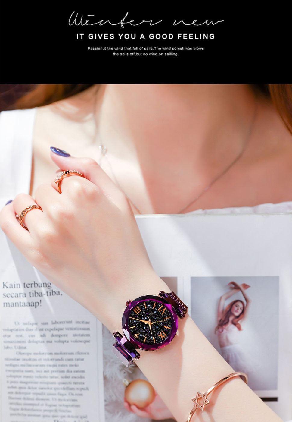 Magnetic Starry Sky Ladies Watch Quartz Wristwatch
