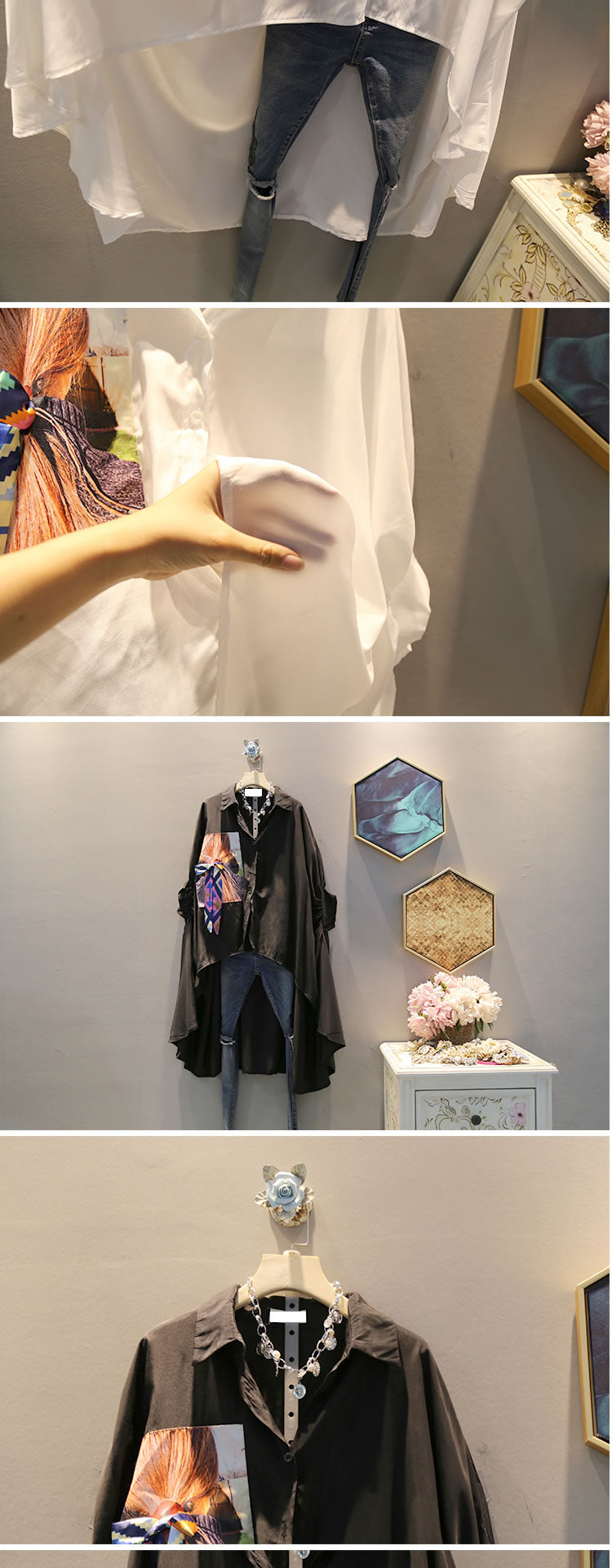 Irregular Pleated Black White Shirt Trending Summer Fashion
