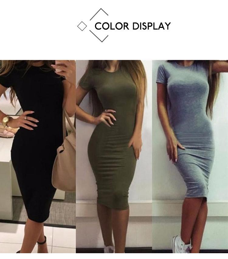 Hot Slim Bodycon Dress Women Solid Color Chic Party Dresses Casual Sleep Wear Inside Wear Vestidos Pencil Dress