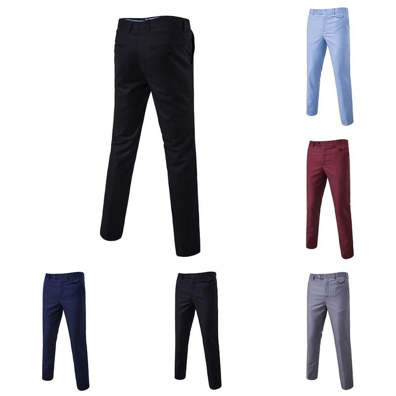 Fashion Cotton Solid Color Business Suit Pants / Men Groom Wedding Dress Suit Pants Mens Trousers