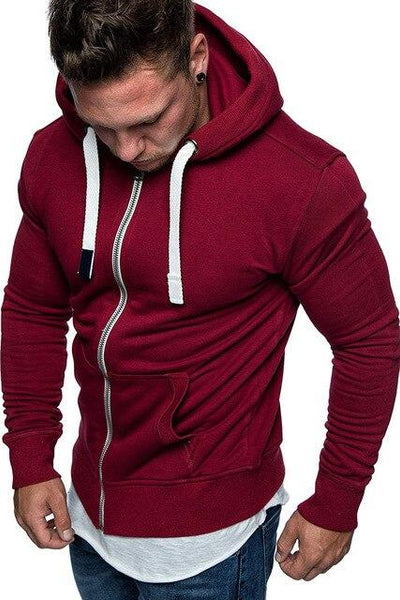 Winter Men Zipper Hoodies Slim Fit Hooded Sweatshirt Outwear Warm Coat Jackets Outfits