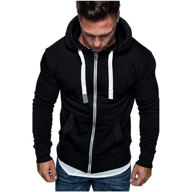 Winter Men Zipper Hoodies Slim Fit Hooded Sweatshirt Outwear Warm Coat Jackets Outfits