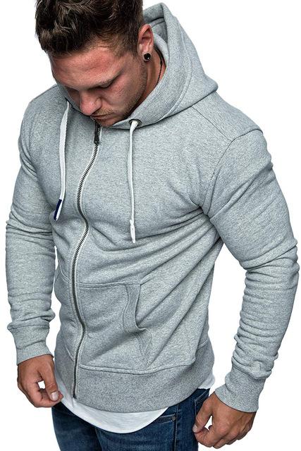 Winter Men Zipper Hoodies Slim Fit Hooded Sweatshirt Outwear Warm Coat Jackets Outfits