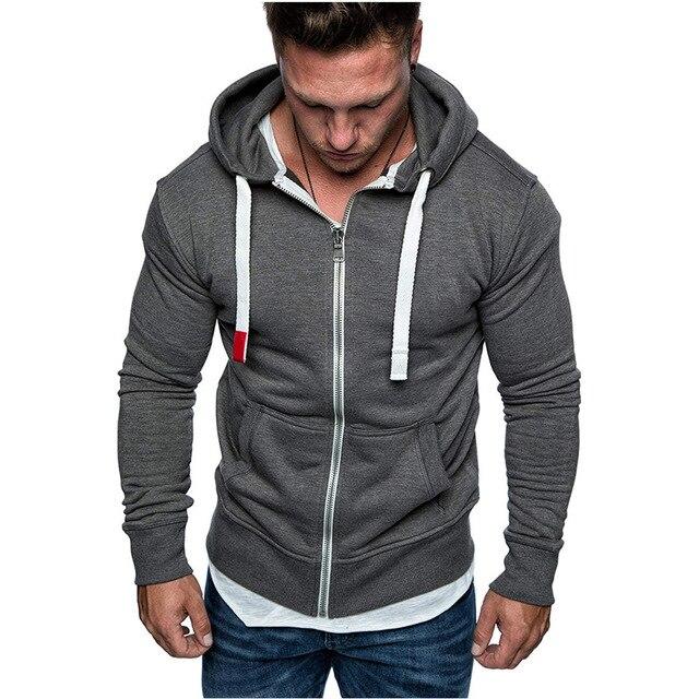 Winter Men Zipper Hoodies Slim Fit Hooded Sweatshirt Outwear Warm Coat Jackets Outfits