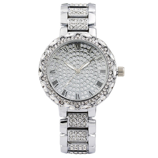 Gold Clock  Crystal Quartz Watch Fashion Women's Wristwatch