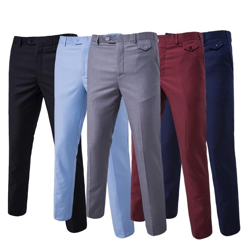 Fashion Cotton Solid Color Business Suit Pants / Men Groom Wedding Dress Suit Pants Mens Trousers