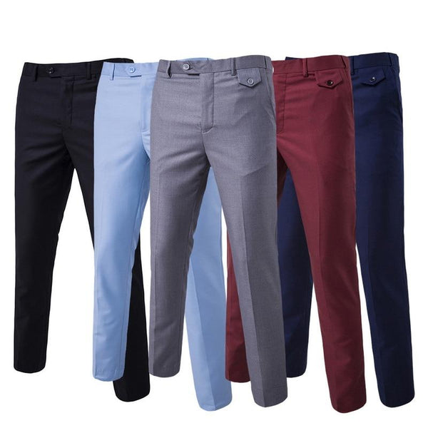 Fashion Cotton Solid Color Business Suit Pants / Men Groom Wedding Dress Suit Pants Mens Trousers