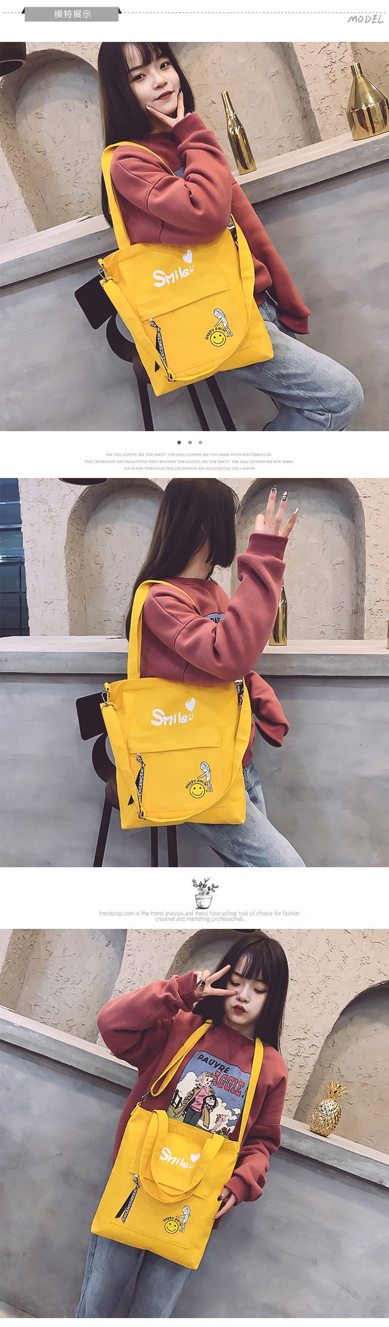 Letter Print Cloth Canvas Tote Bag