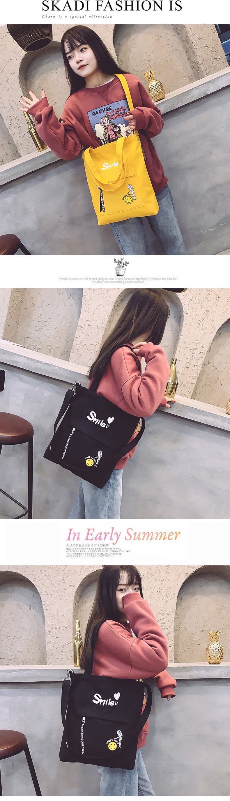 Letter Print Cloth Canvas Tote Bag