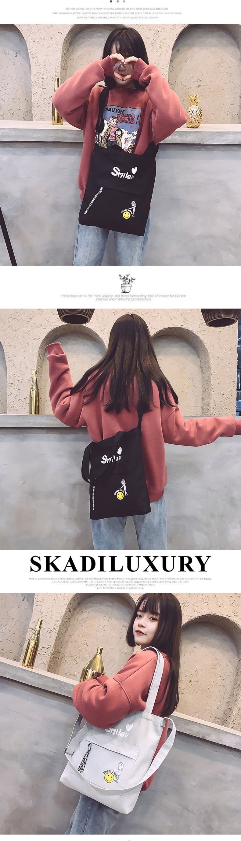 Letter Print Cloth Canvas Tote Bag