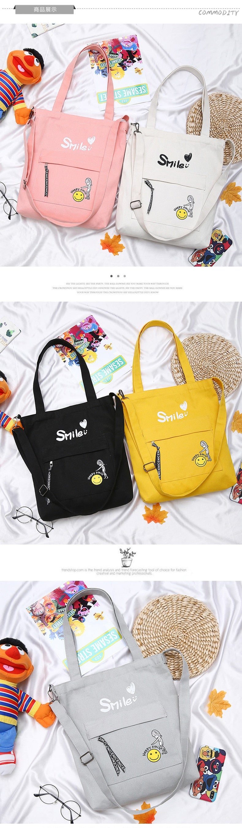 Letter Print Cloth Canvas Tote Bag