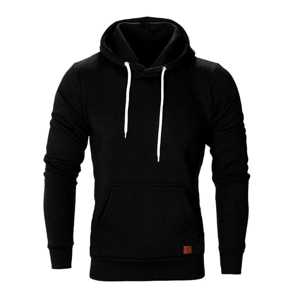 Hoodies Sweatshirt  Long Sleeve Solid Hoodie men Black