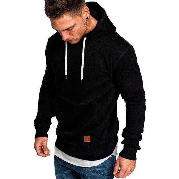 Hoodies Sweatshirt  Long Sleeve Solid Hoodie men Black
