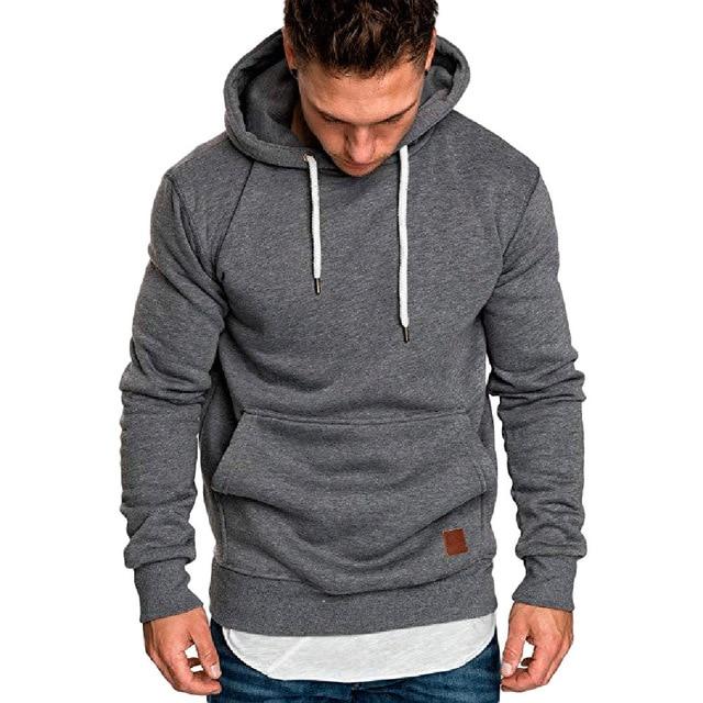 Hoodies Sweatshirt  Long Sleeve Solid Hoodie men Black