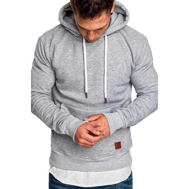 Hoodies Sweatshirt  Long Sleeve Solid Hoodie men Black