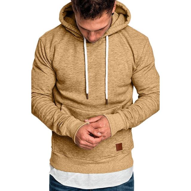 Hoodies Sweatshirt  Long Sleeve Solid Hoodie men Black