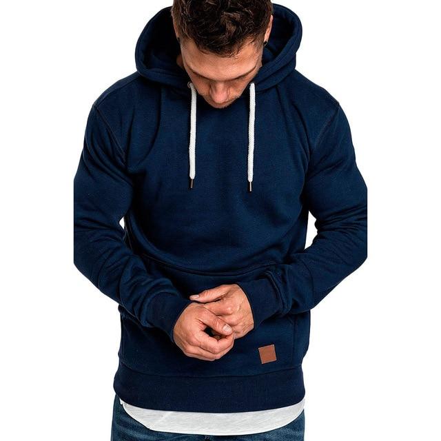 Hoodies Sweatshirt  Long Sleeve Solid Hoodie men Black