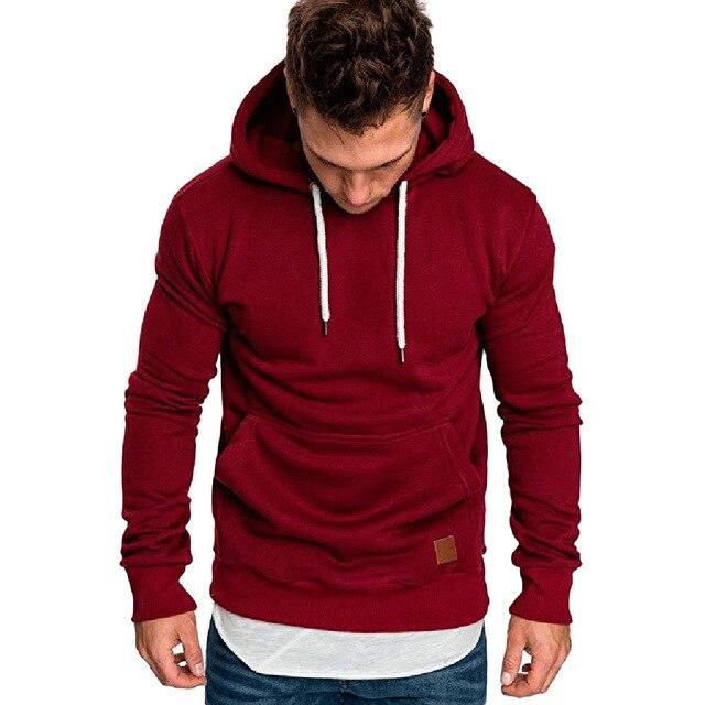 Hoodies Sweatshirt  Long Sleeve Solid Hoodie men Black