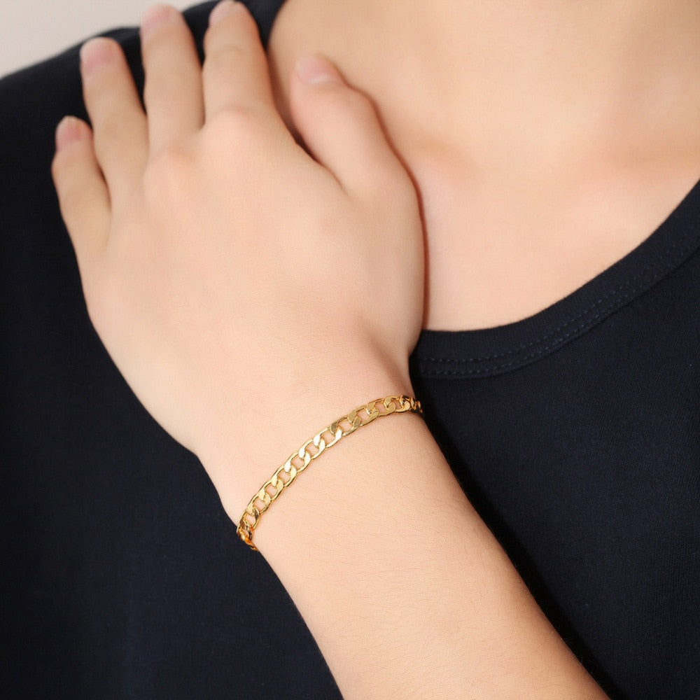 Gold Filled Cuban Link Chain Bracelet