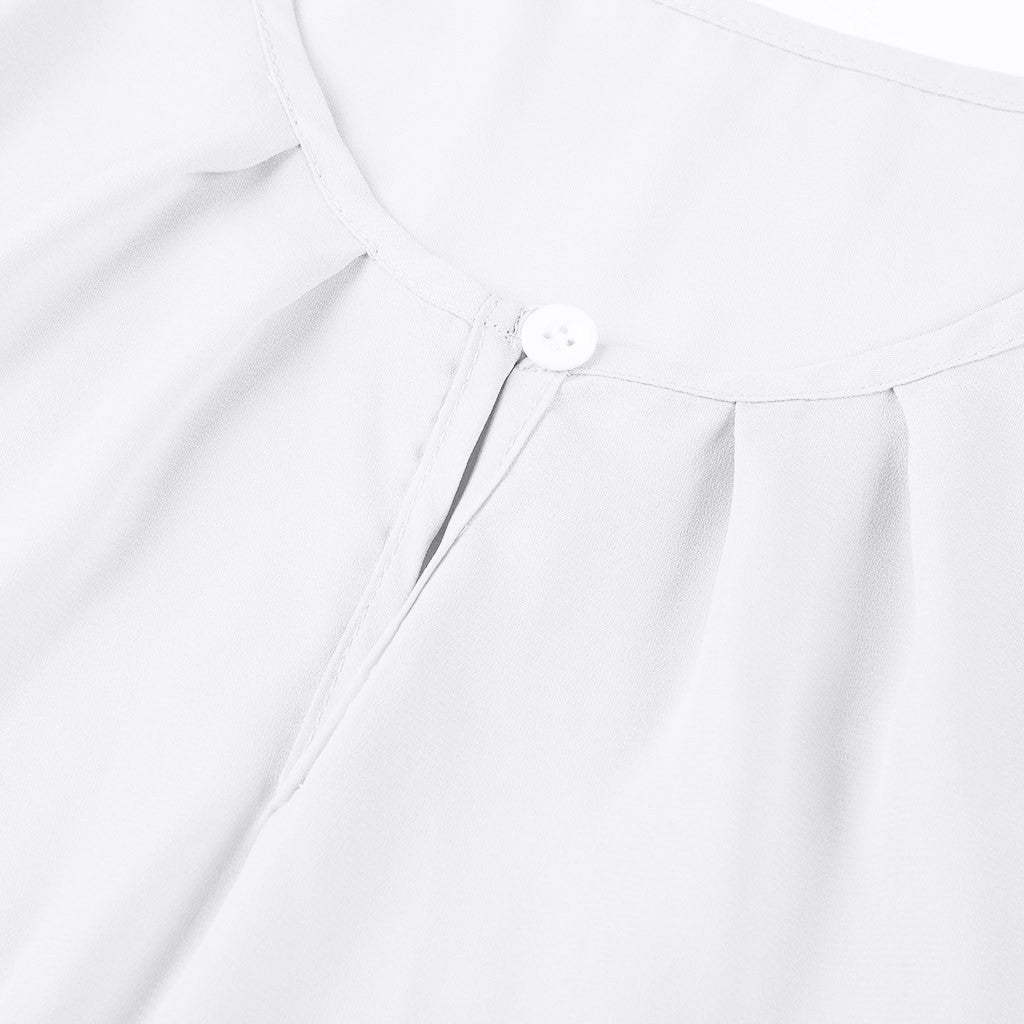 Lace Button cotton Short Sleeve Chiffon blouse