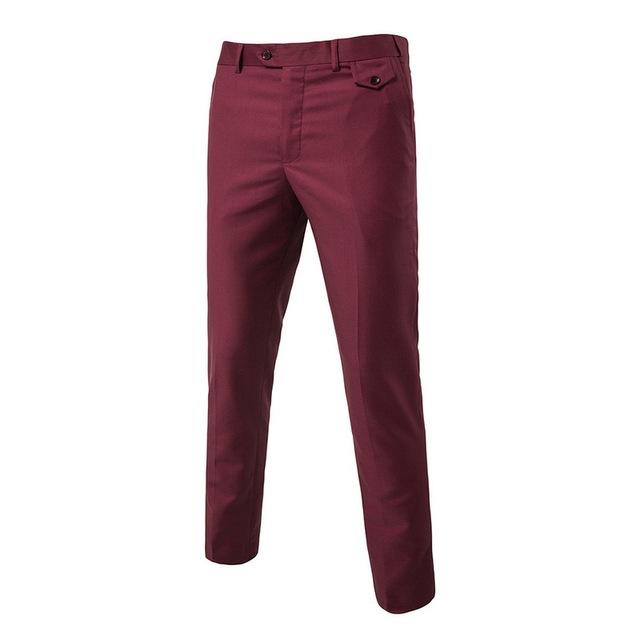 Fashion Cotton Solid Color Business Suit Pants / Men Groom Wedding Dress Suit Pants Mens Trousers