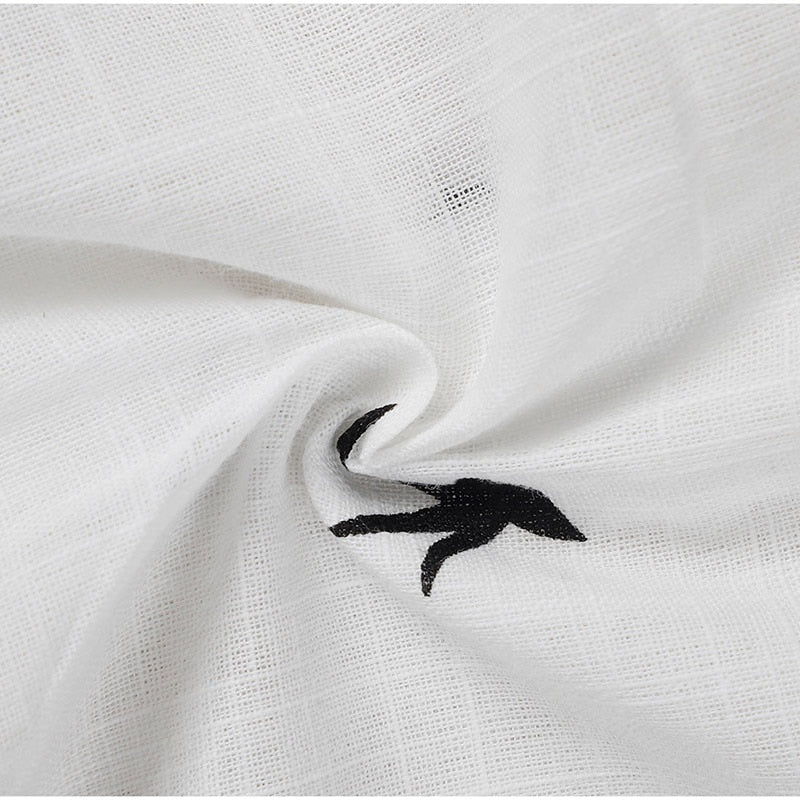 Birds Print Shirts Loose Casual Office Ladies Shirt