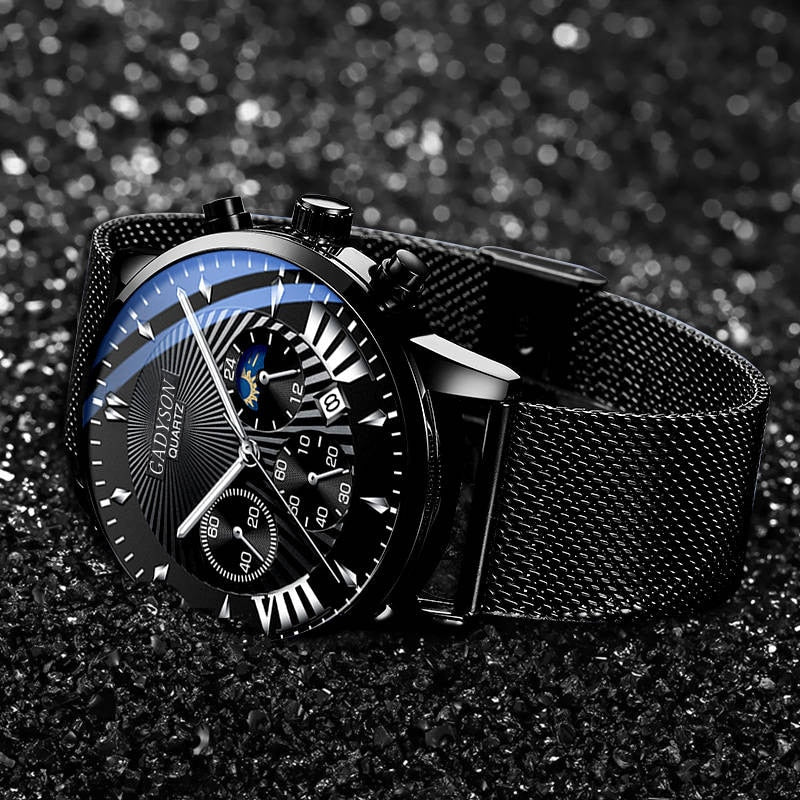 Business Quartz Wristwatches Analog Steel Men Watch  Wrist Clock