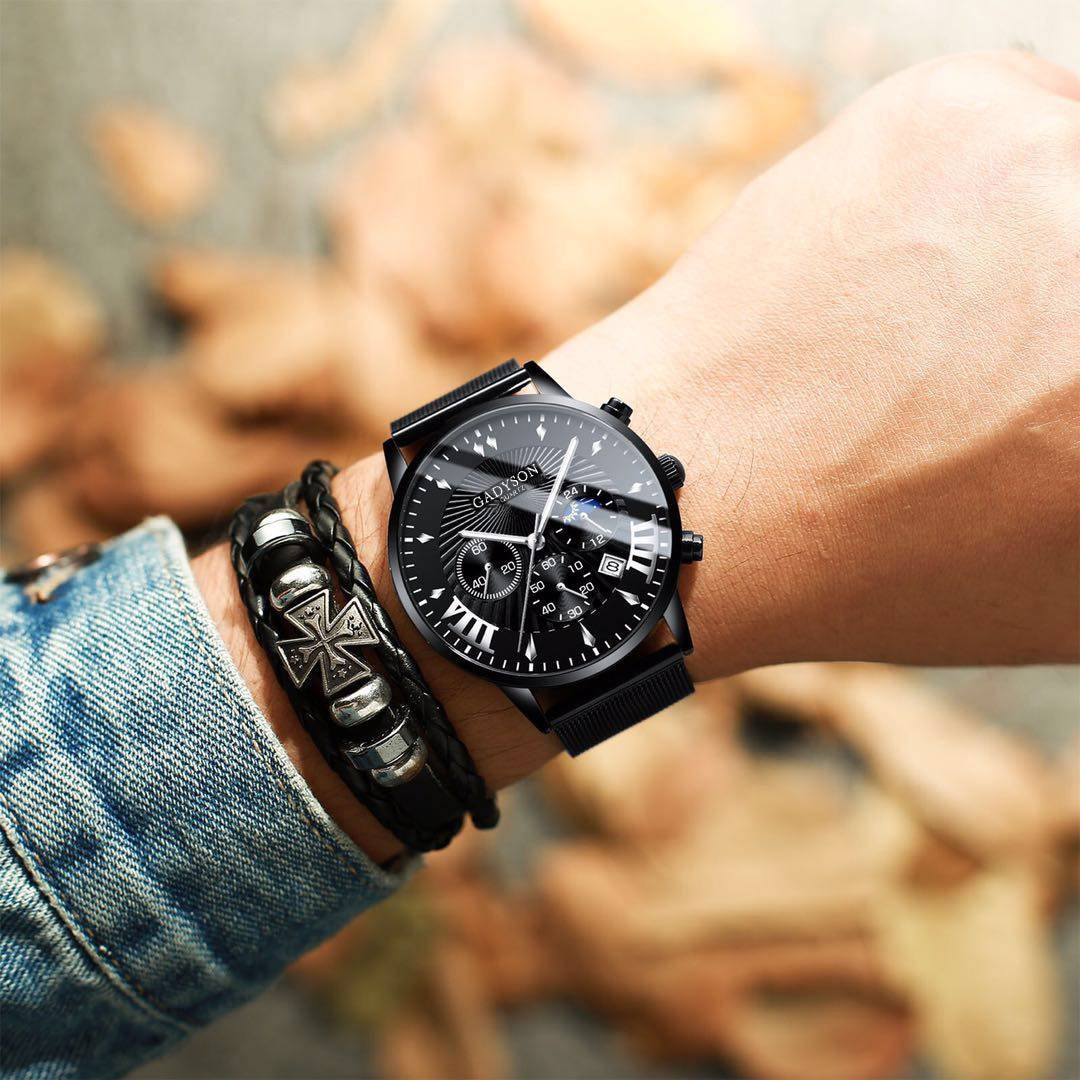 Business Quartz Wristwatches Analog Steel Men Watch  Wrist Clock