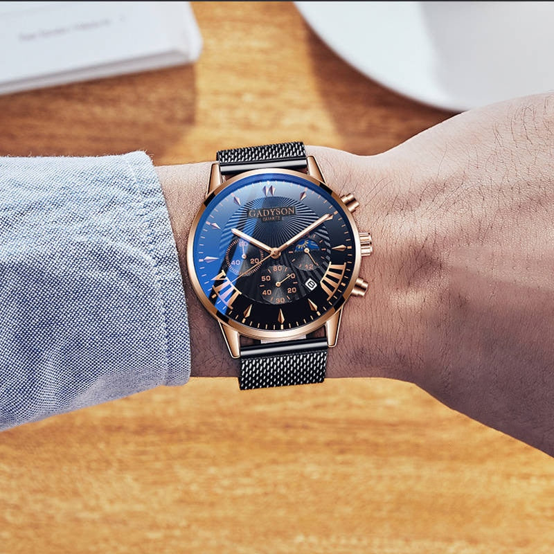 Business Quartz Wristwatches Analog Steel Men Watch  Wrist Clock