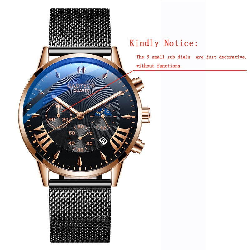 Business Quartz Wristwatches Analog Steel Men Watch  Wrist Clock