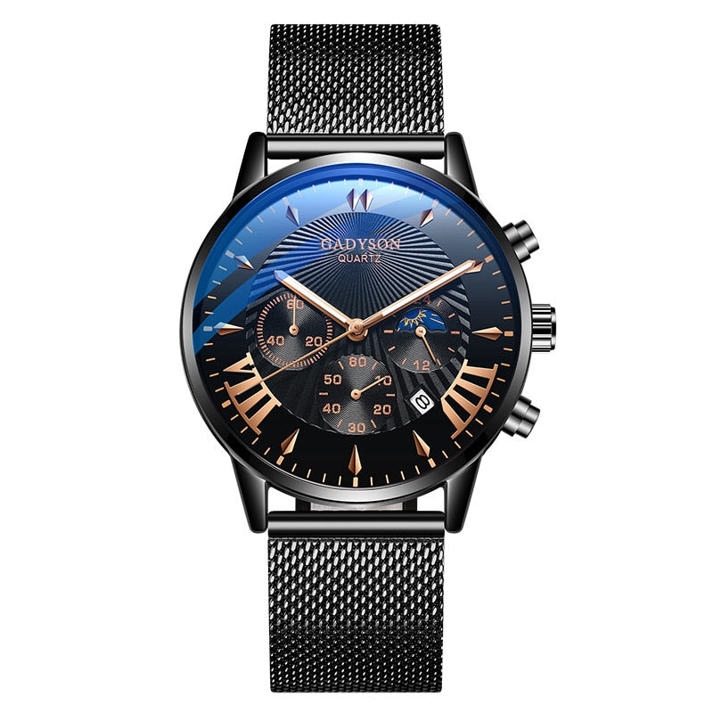 Business Quartz Wristwatches Analog Steel Men Watch  Wrist Clock