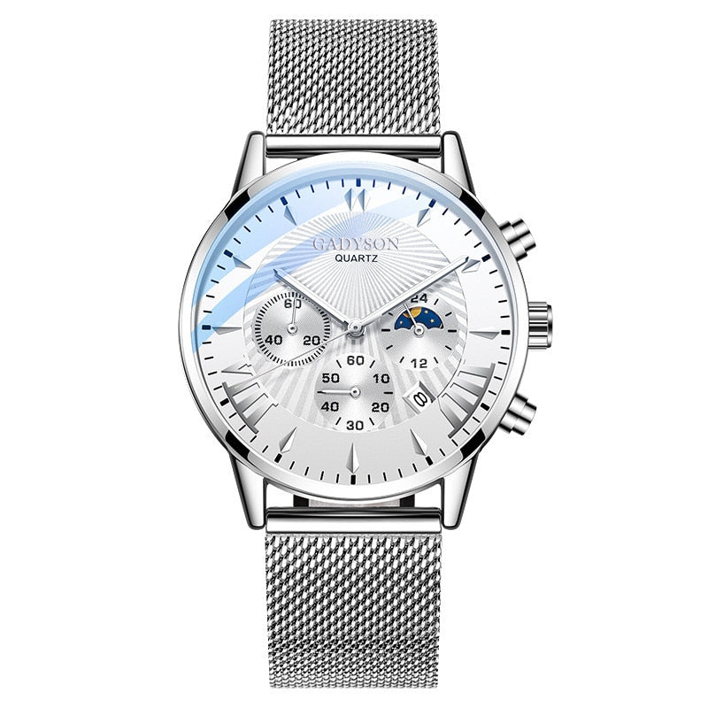 Business Quartz Wristwatches Analog Steel Men Watch  Wrist Clock