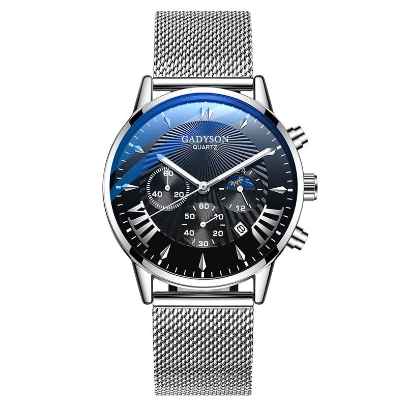 Business Quartz Wristwatches Analog Steel Men Watch  Wrist Clock