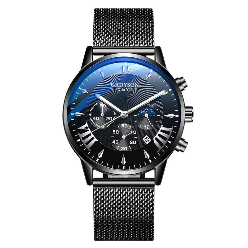Business Quartz Wristwatches Analog Steel Men Watch  Wrist Clock