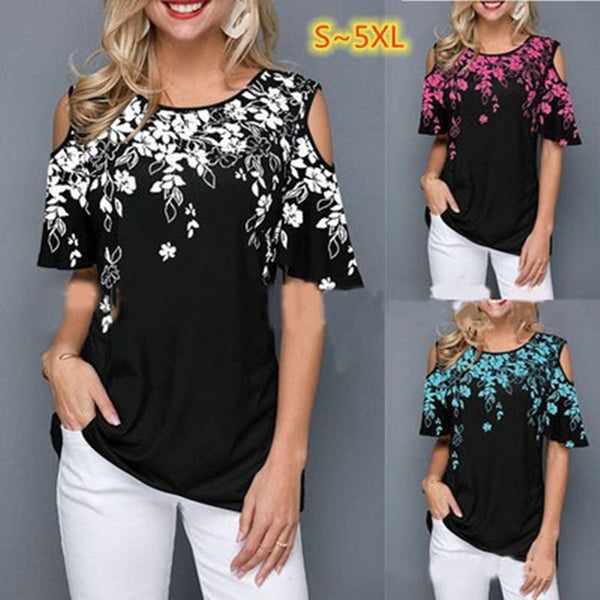 Short Sleeve Tops Tees Sexy Off Shoulder O-neck  Blouse